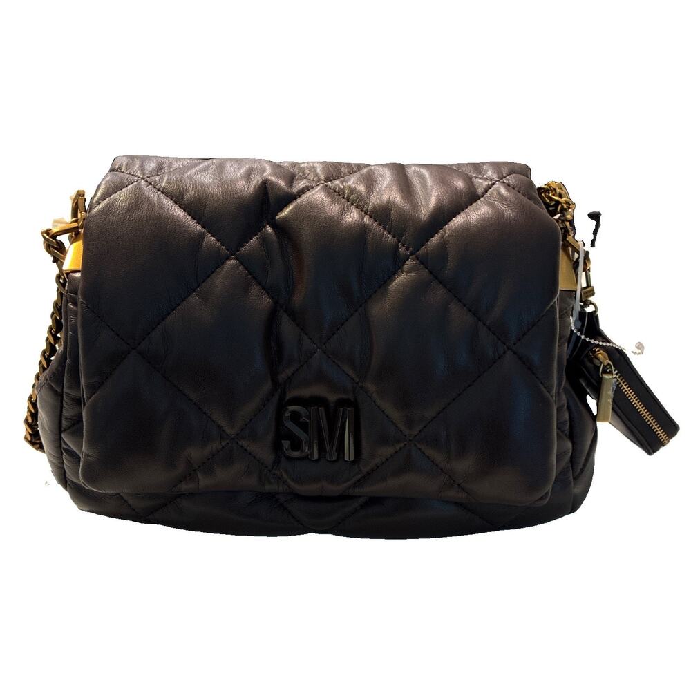Steve Madden Bbecca Quilted Shoulder Bag Crossbody Brown Gold Chain Purse NWT